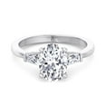 thumbnail image 2 of Malta - Moissanite Oval Cut Lab Diamond Engagement Ring with Tapered Baguette Side Stones, 2 of 4