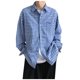 thumbnail image 1 of Blusa y camisa de manga larga con cuello vuelto para hombre, informal, con botones y bolsillos, camisa de manga larga a cuadros, camisa de lino para hombre, 1 of 6