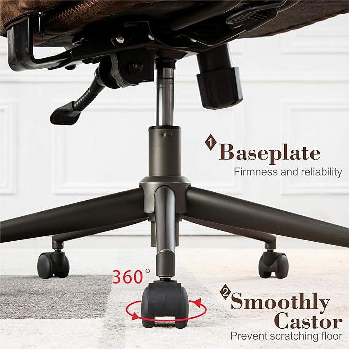 XIZZI Ergonomic Computer High Back Chair, Adjustable Office Desk Chairs Home Suede Fabric Chair-Brown