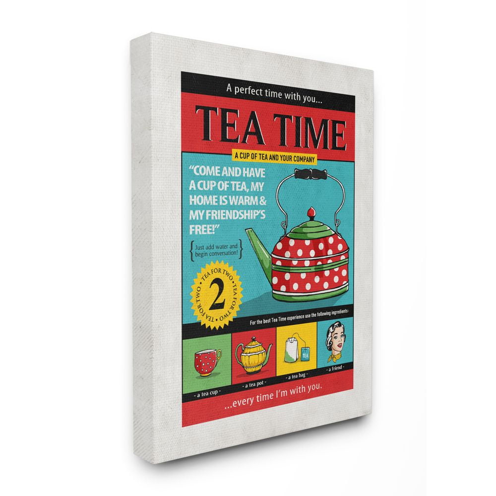 Stupell Industries Tea Time Vintage Comic Book Design Canvas Wall Art by Ester Kay