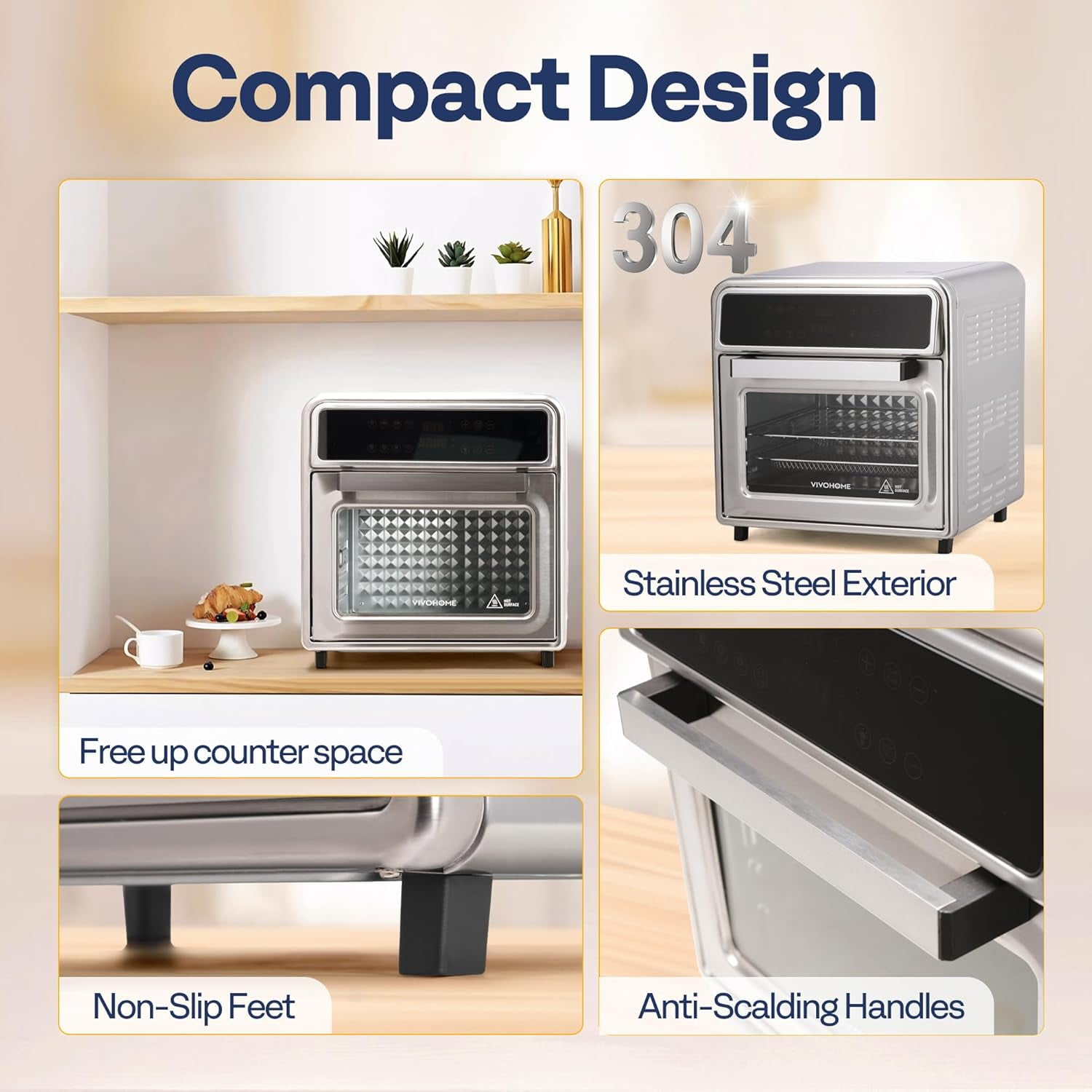 SPECSTAR 21 Qt Air Fryer Toaster Oven Combo, 8-in-1 Convection Oven Countertop with Rotisserie and Dehydrator, Stainless Steel Digital Air Fryer Oven with 7 Accessories, 1800W