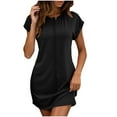 thumbnail image 2 of Prix Réduit, Robe Décontractée Unie à Col Rond et Manches Courtes pour Femmes, Robe Confortable et Décontractée à Col Rond et Manches Courtes, Parfaite pour des Journées d'Été Décontractées, 2 of 9