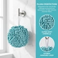 thumbnail image 2 of REGALWOVEN Soft Absorbent Fluffy Chenille Ball Hand Towels, Fuzzy Decorative Towel with Wall Hook for Bathroom (6 x 6 Inches) Blue 2-Piece, 2 of 6