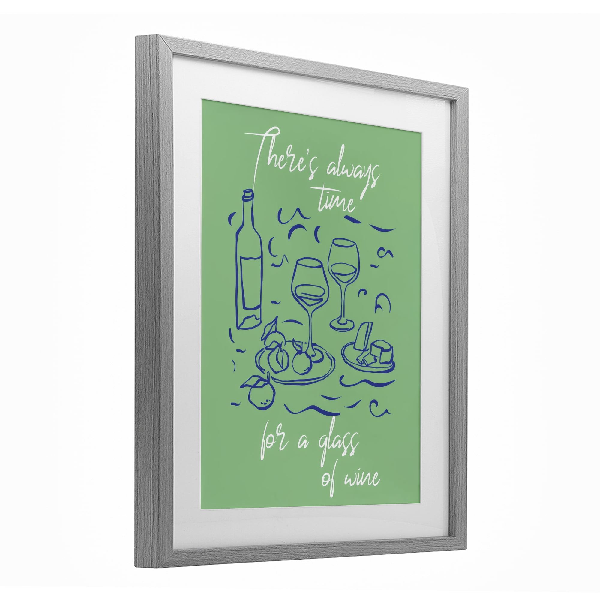 Stupell Industries Always Time For Glass Of Wine Gray Framed Print Under Glass, design by The Prints Vibe