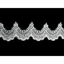 Altotux 2.5" White Embroidered Scalloped Sheer Organza Lace Trim By 2 Yards