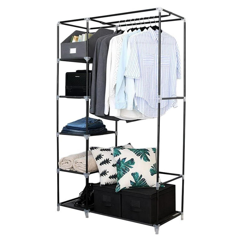 UBesGoo Portable Closet Organizer Wardrobe Storage Clothes Organizer with  12 Shelves, Black