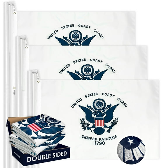 US Coast Guard Flag 3x5FT 3-Pack Double-sided Embroidered Polyester By G128