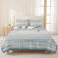 thumbnail image 3 of Twin Quilt Set 68''x86'', Blue Beige Farmhouse Lightweight Summer Bedspread Coverlet Set with 2 Pillow Shams, Vintage Wooden Striped Breathable All Season Quilt Bedding for Dorm/Bedroom, 3 of 9