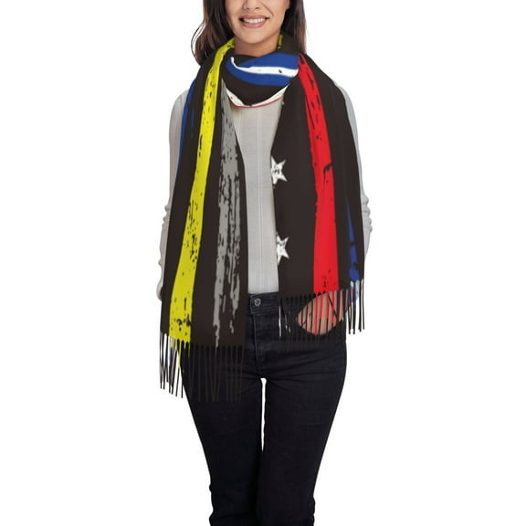 Gaeub First Responder American Flag Print Tassel Scarf,Wraps Scarves for Women,Winter Scarf,Cold Weather Shawls,Ideal for Travel
