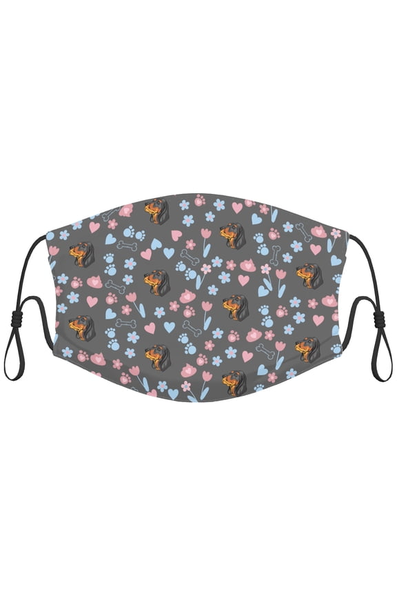 Cute Black and Tan Coonhound Dog Graphic Printed Cloth Face Masks Reusable Washable Adjustable for Child (1 PCS)