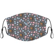 Cute Black and Tan Coonhound Dog Graphic Printed Cloth Face Masks Reusable Washable Adjustable for Child 5 PCS