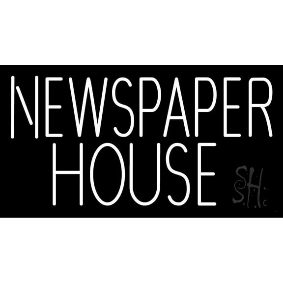 Newspaper House LED Neon Sign 13 x 24 - inches, Black Square Cut Acrylic Backing, with Dimmer - Bright and Premium built indoor LED Neon Sign for Defence Force.