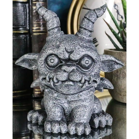 Ebros Gothic Horned Bulldog Gargoyle Agamon Figurine Small Fantasy Decor