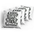 thumbnail image 5 of Ambesonne Adventure Throw Pillow Cover 4 Pack, 60s Inspired Design, 24", Black White, 5 of 7