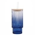 thumbnail image 1 of Mainstays Ribbed Glass Tumbler Blue, 1 of 6
