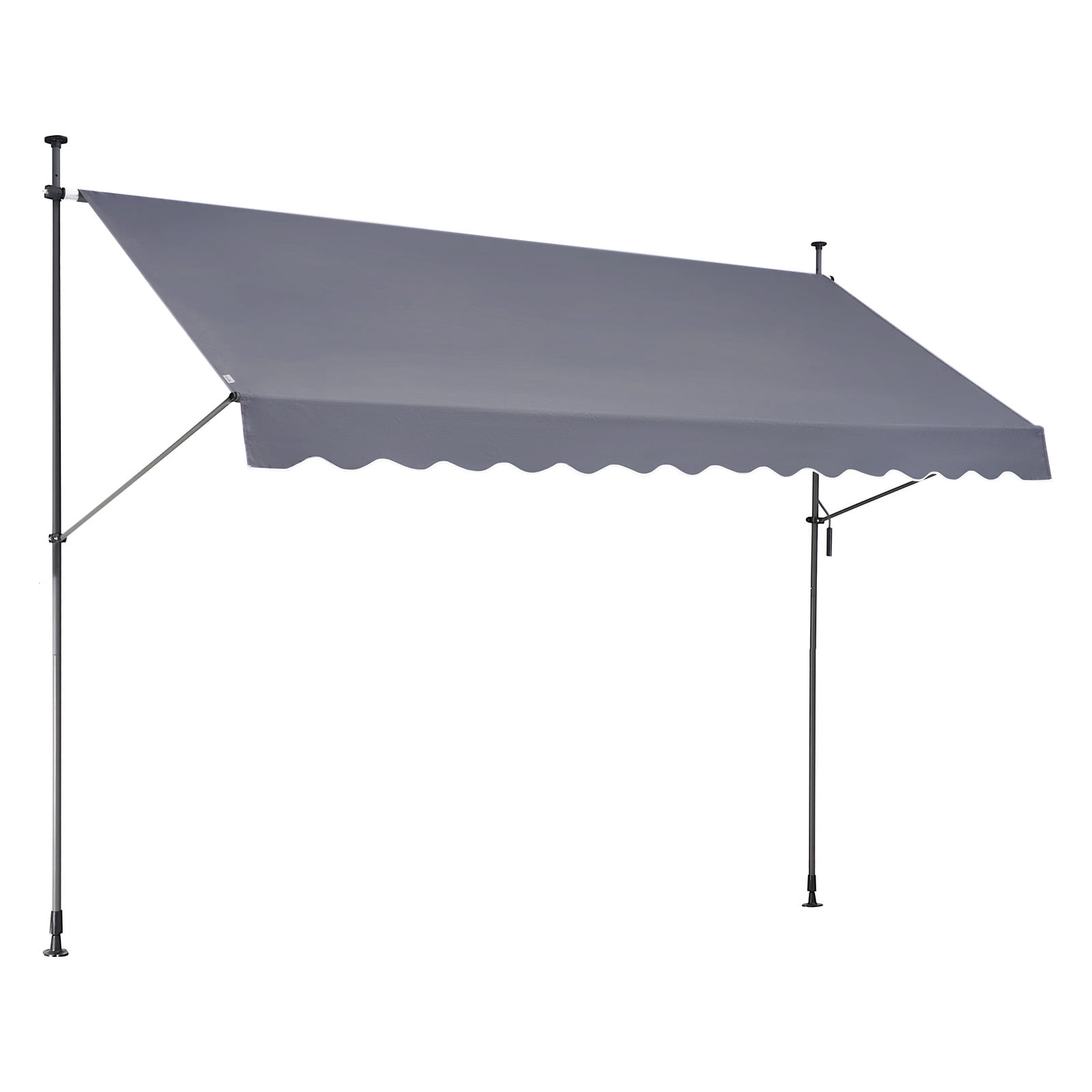 KFFKFF 138 x 47" Outdoor Retractable Awning, Manual Sunshade Canopy with Crank Handle, Height Adjustable 86 to 122 in, Ideal for Patio/Balcony/Yard, Dark Gray