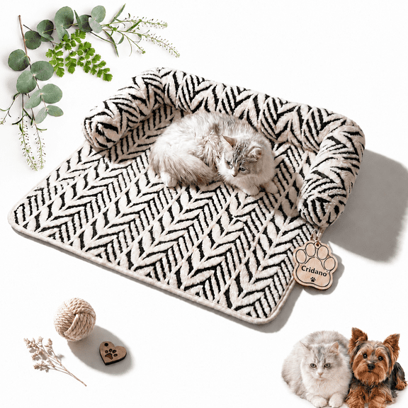 Large Plush Cat Mat for Sofa, Cozy Non Slip Bed for Cats & Small Dogs,Anti-Scratch Plush Thick Soft Plush Fabric, Anti-Slip Base.