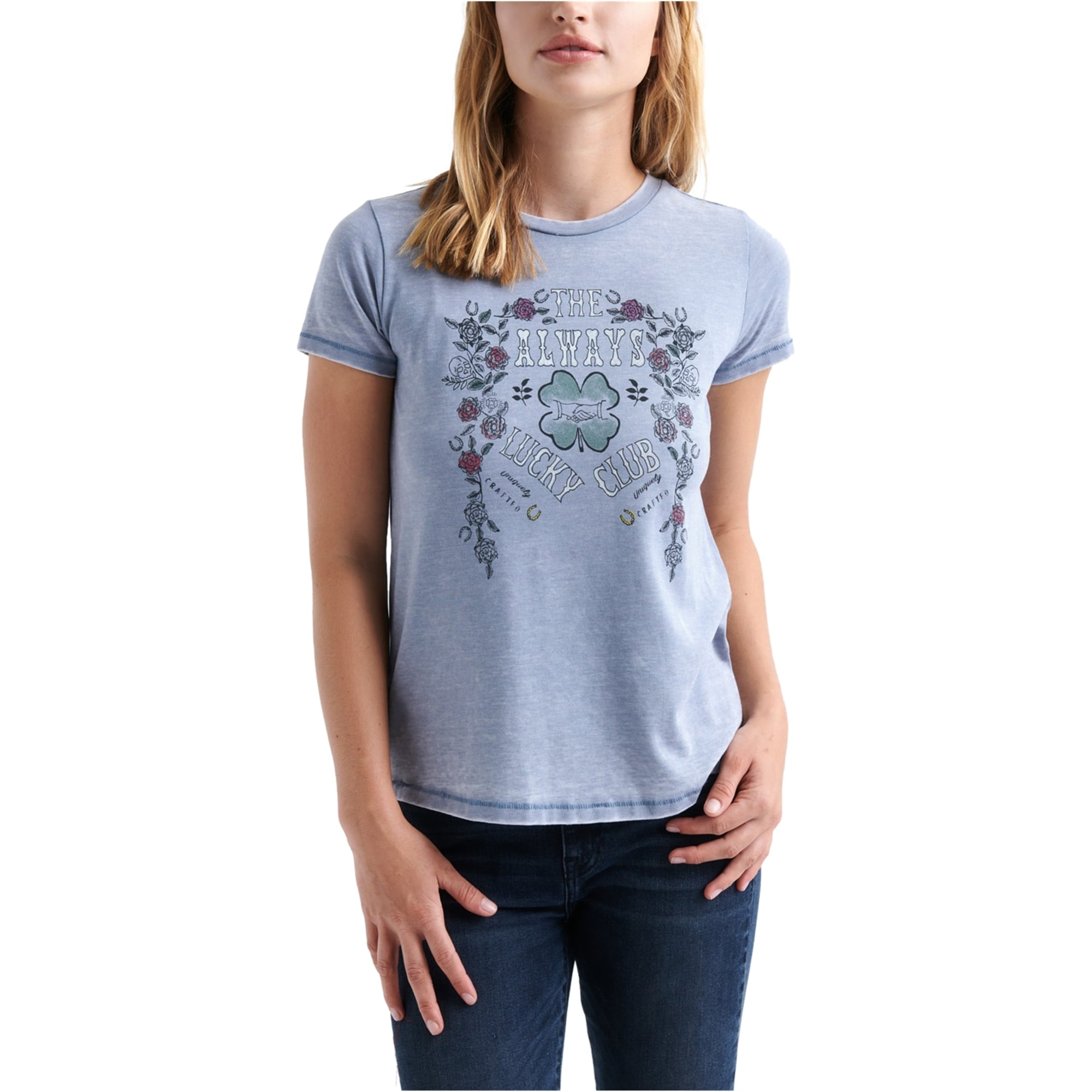 Always Lucky Club Graphic T-Shirt, Grey 