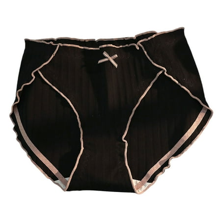 

HEVIRGO Cotton Briefs Breathable Ruffle Bowknot Decor Panties Women Accessory