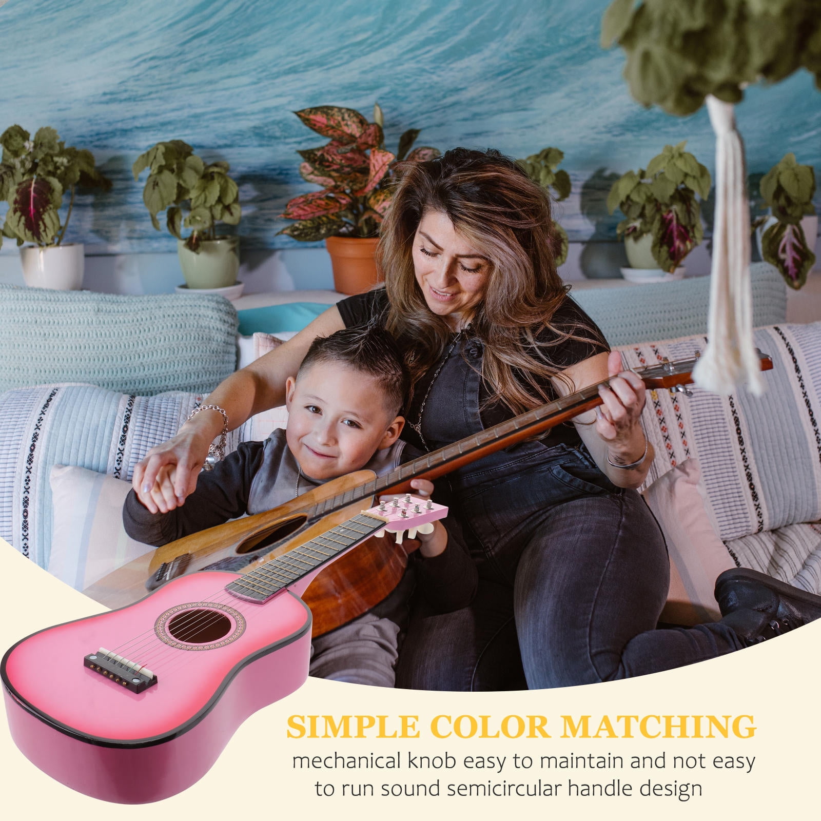 BESTONZON Kids Guitars for Girls Beginners Pink Acoustic Guitar Music Instrument 1Set