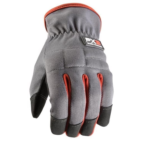 Wells Lamont 7039207 FX3 Mens Indoor & Outdoor Work Gloves, Gray & Red - Extra Large - 1 Pair