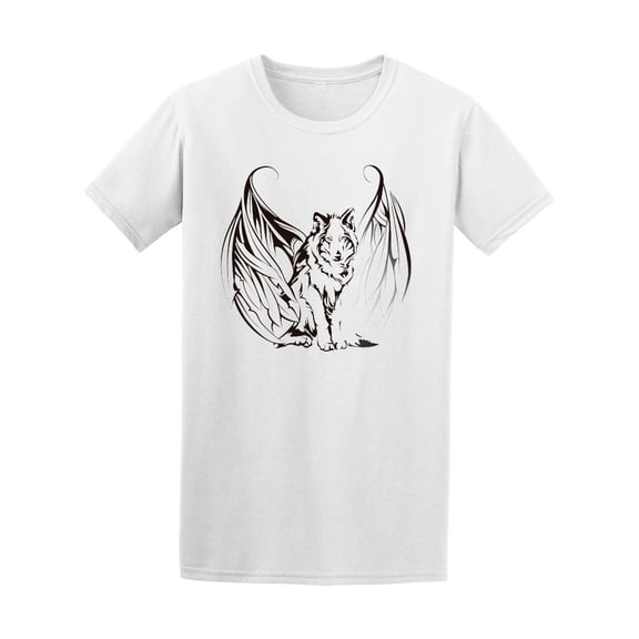 Beautiful Tribal Winged Wolf T-Shirt Men -Image by Shutterstock, Male Large