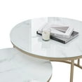 thumbnail image 4 of Modern Round Nesting Coffee Table Set with 31.5 in White Faux Marble Top and Gold Metal Legs Accent Wooden Stacking Side Tea Table for Living Room, 4 of 5