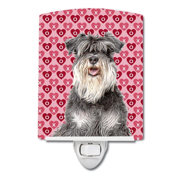 Caroline's Treasures KJ1192CNL Hearts Love and Valentine's Day Schnauzer Ceramic Night Light, 6x4x3", multicolor