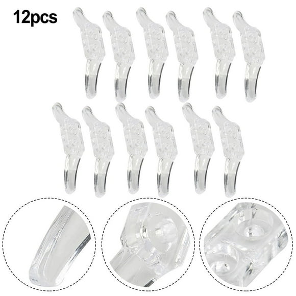 MYG for Curtain Cord Safety Cleat Hook for Window Blinds and Shades, Child and Pet Protection Drawstring Positioning Device, Clear Plastic Wall-Mounted Roller Blind Holder (12 Pack)