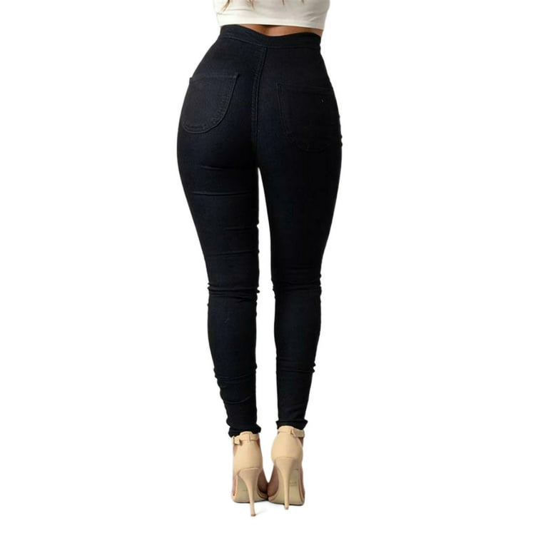 Navy Skinny Polyester Spandex One Size Solid Leggings Stretch Sexy Pencil  Pants at  Women's Clothing store