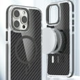 thumbnail image 2 of Phone Case for iPhone 12 Pro Max, Magnetic [Compatible with Magsafe] Carbon Fiber Supports Wireless Charging Men Women Slim Shockproof Anti-fall Anti-Yellow Protective Phone Cover,Black, 2 of 11