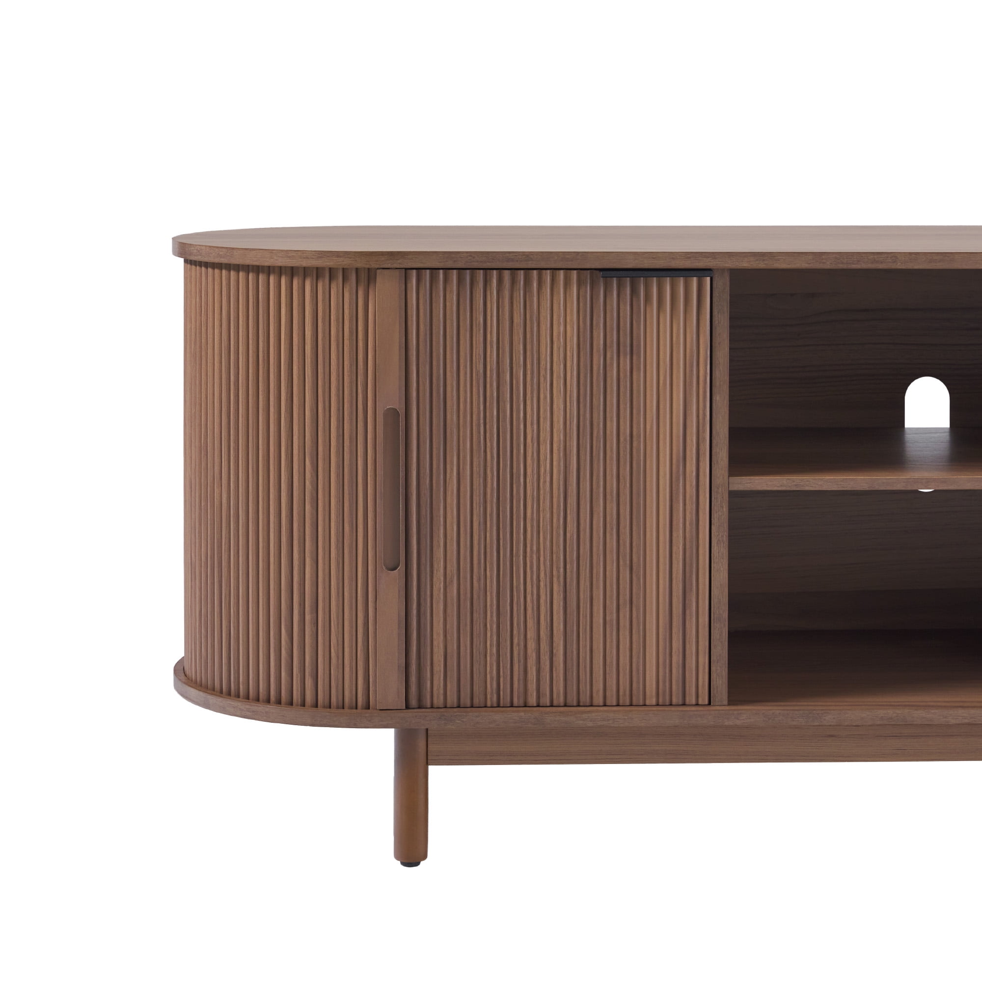 Walker Edison Modern Reeded 60” TV Stand with Open Storage - Mocha