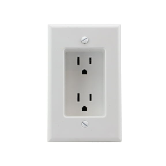 Leviton 689-W 15 Amp 1-Gang Recessed Duplex Receptacle, Residential Grade, with Screws Mounted to Housing, White