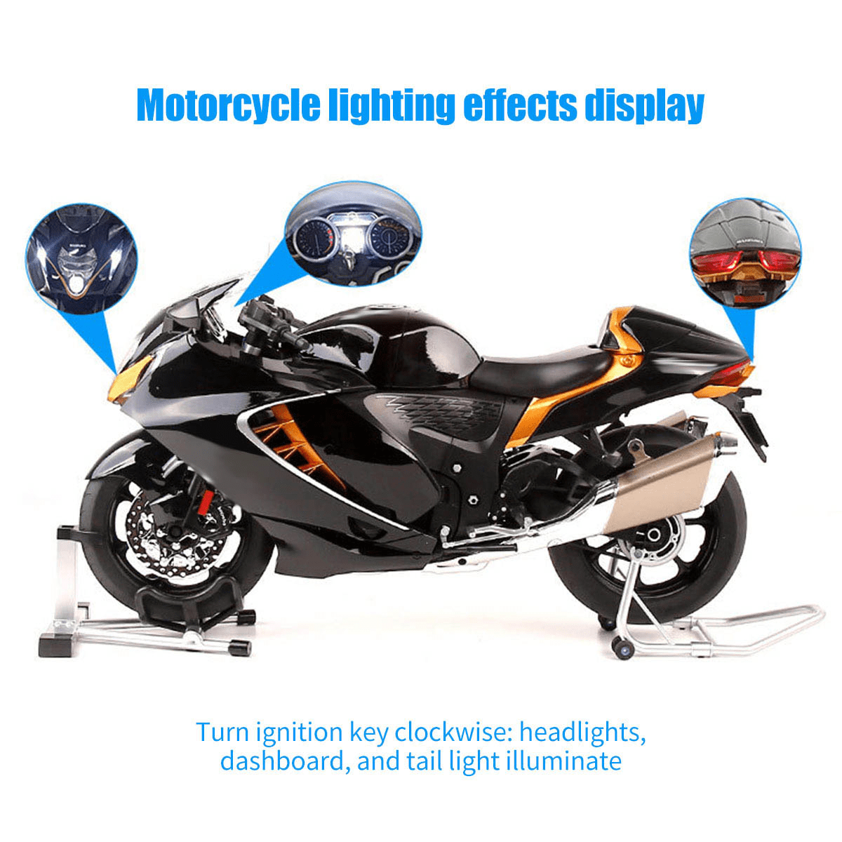 1/6 Scale Alloy Dynamic RC Motorcycle, Realistic Simulation Sports RC Dirt Bike with Ignition Sound, Exhaust Smoke Effects & Light-Up Functions for Adults