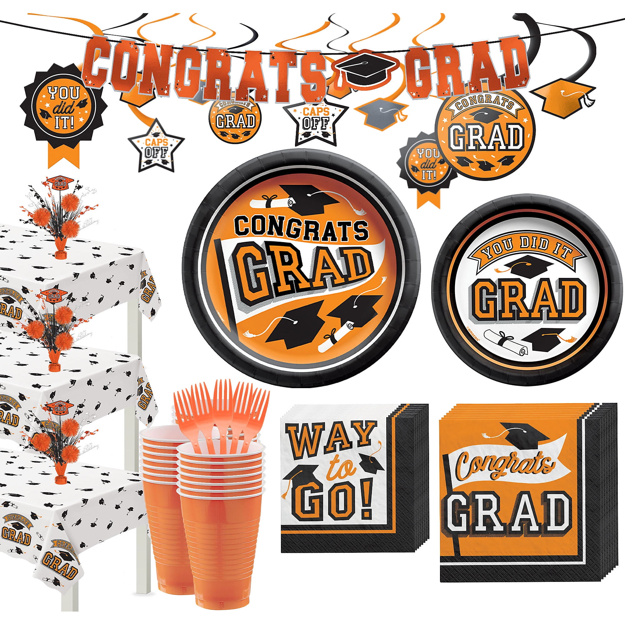 Party City Orange Congrats Grad 2022 Graduation Party Supplies and