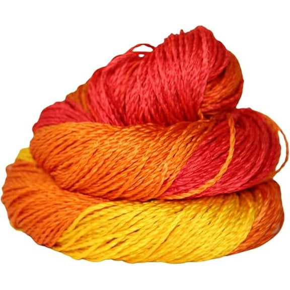 Knitsilk 3 Ply 100% Mulberry Silk Lace Weight Yarn | Perfect for Knitting & Crocheting and Weaving | Fine Quality Silk Yarn for Luxurious Creating Projects.(50Gm–260Yards, Red&Yellow) (Pack of 1)