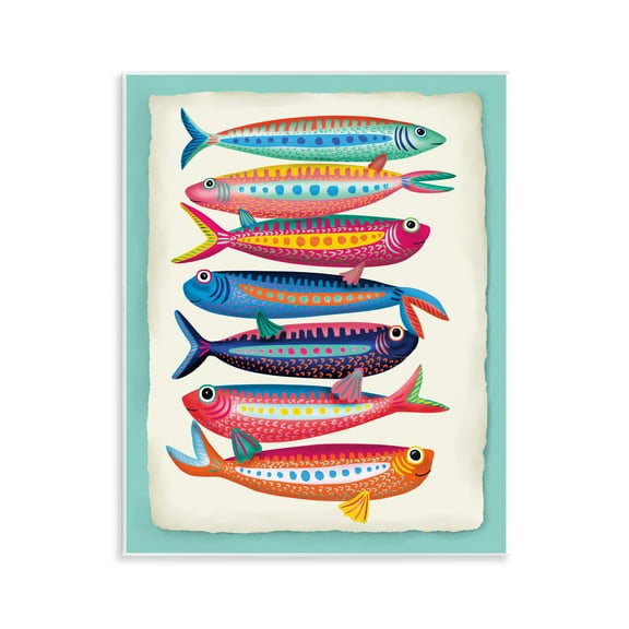 Stupell Industries Multi Hued Sardines Nautical & Beach Painting Unframed Art Print Wall Art, 11 x 14