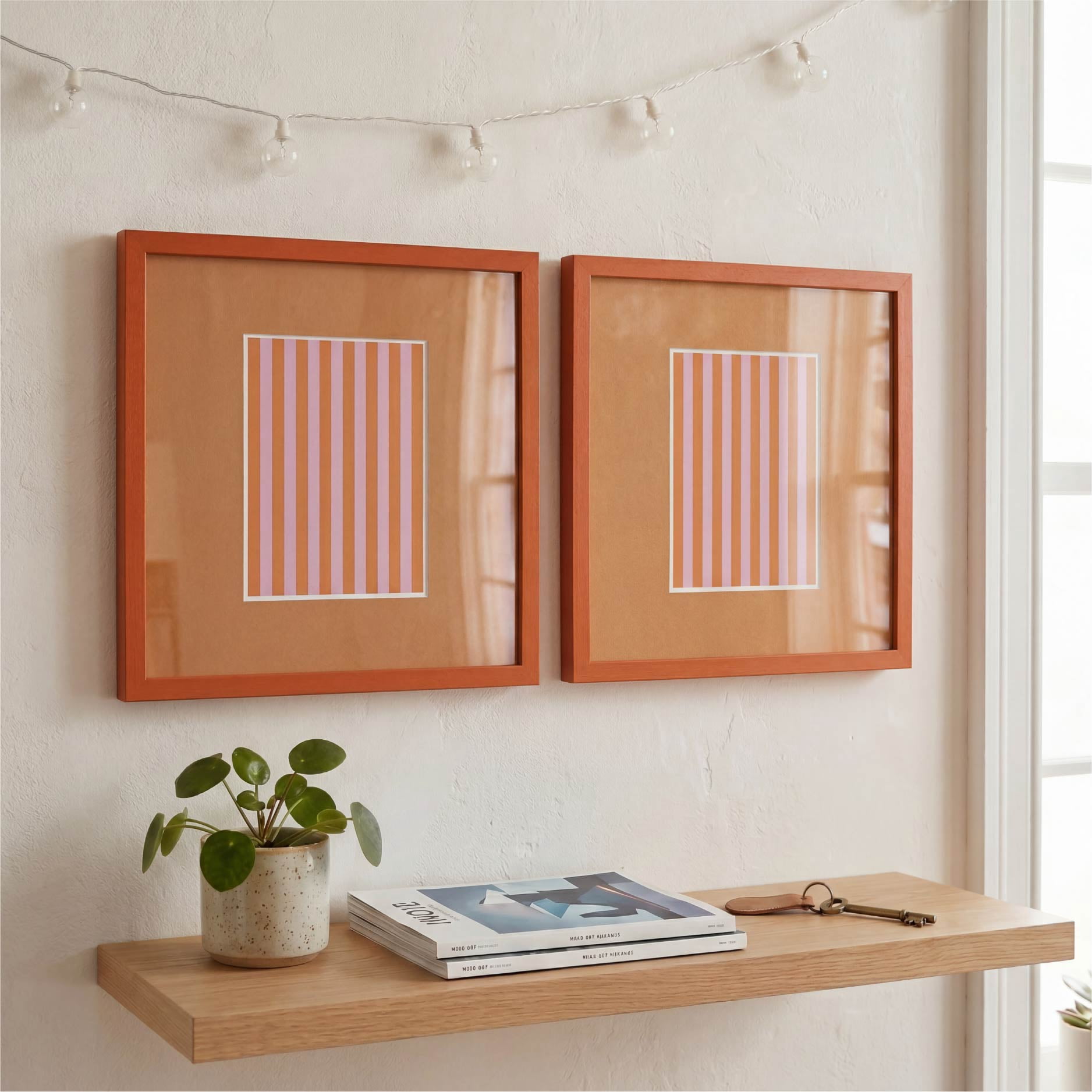 Urban Shop 12 x 12 Orange Wood Picture Frames, 2-Pack, Displays 6 x 8 Photo with Mat