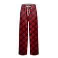 thumbnail image 6 of Men's Knitted Fashionable Printed Pocket Casual Pants, Plaid Pajama Pants for Home, Sleep and Lounge Wear,Deep Red,S, 6 of 8