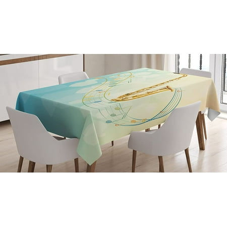 

Mindunm Music Tablecloth Colorful Music Notes Vibes from Saxophone Jazz Background Illustration Artwork Print Rectangular Table Cover for Dining Room Kitchen Decor 60 X 84 Pale Yellow
