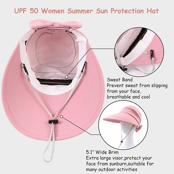 Pesaat Women Sun Visor Hats Summer Sun Hat For Women Ladies Detachable Uv Protection Cap For Outdoor Cycling