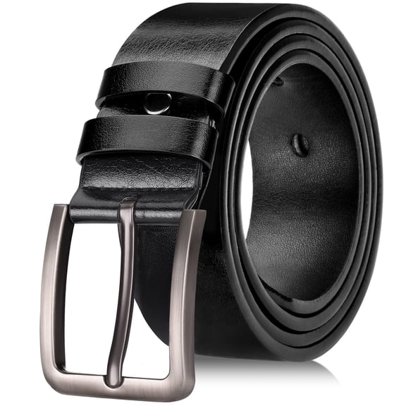 Punplita Men Belt Leather Fashion Black Belts For Men Belt For Suits Jeans with Wide Buckle