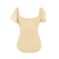 thumbnail image 4 of JIAYUE Women's Shirts Fashion Summer Short Sleeve With Drawstring V-Neck Tie Design Casual Solid Color Tee Female Cozy Tops, 4 of 5