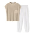 thumbnail image 6 of Luniro Womens 2 Piece Matching Sets Sweater Top Lounge Casual Pants Set Summer Travel Outfits 2025, 6 of 11