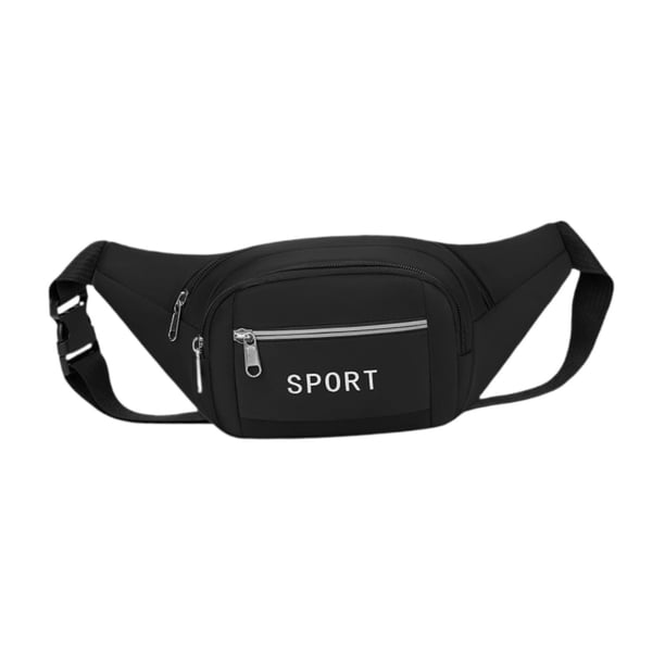 Riñonera para mujer, bolso de cintura ajustable, de gran capacidad, moderno, con cremallera, para hombro Negro