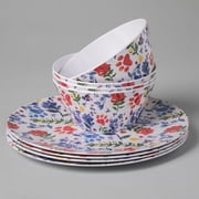 GreaterGood Flower Garden Paws Melamine Dinnerware Set - Set of 4