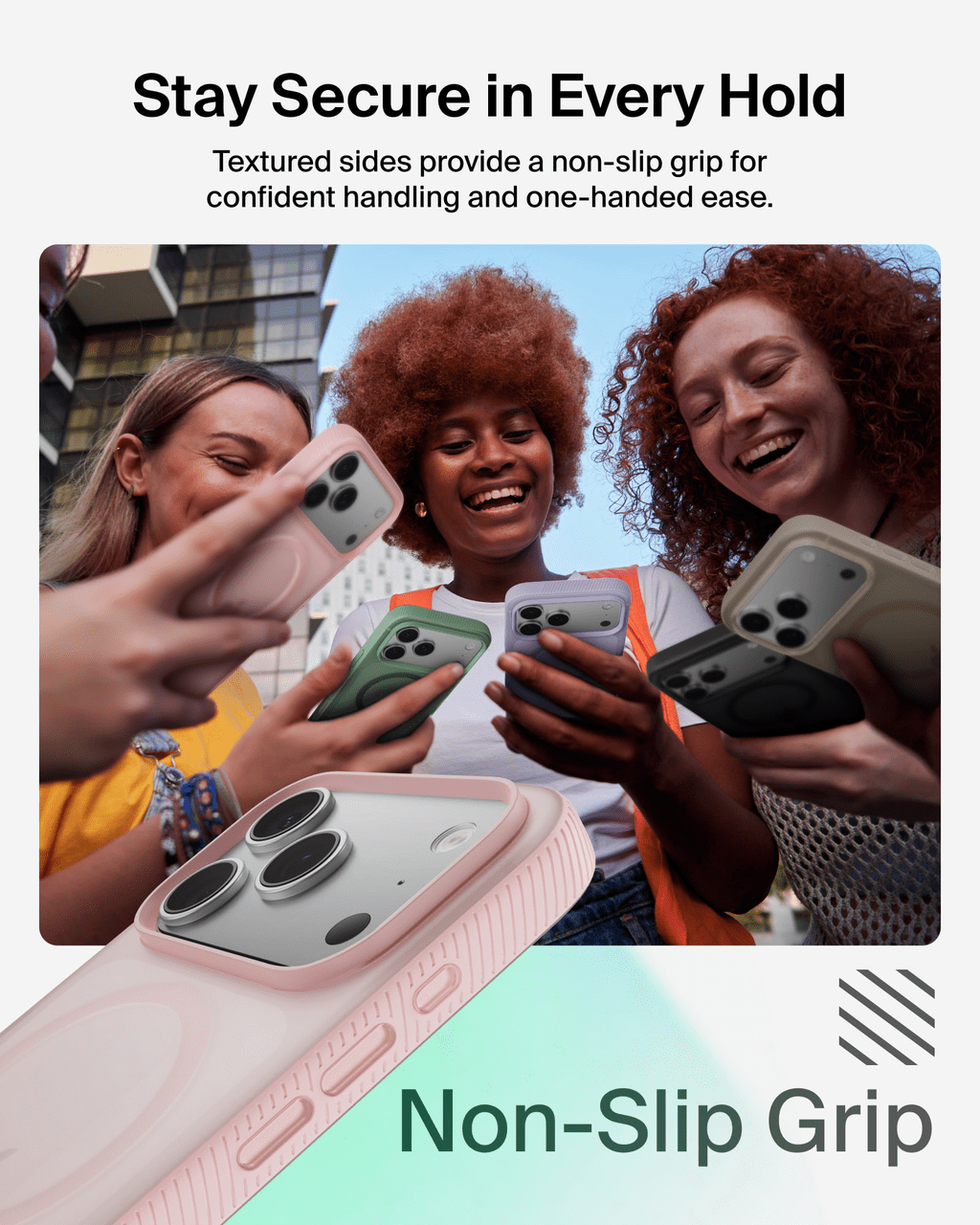 Belkin for iPhone 17 Pro Case, Grip, MagSafe Compatible w/Anti-Scratch & Anti-Yellowing Coating, Touch Sensitive Camera Control - Military Grade, Anti-Slip, Magnetic, Shockproof, Protective-Pink