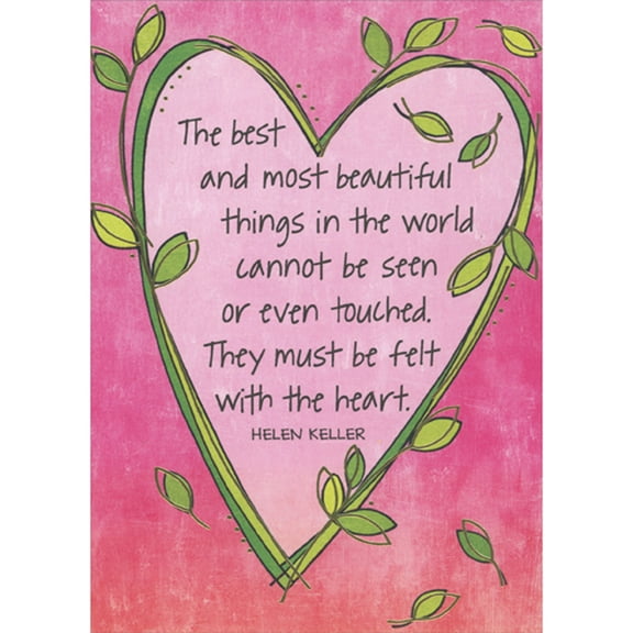 RSVP Best and Most Beautiful Things Quote: Pink Heart with Vine Border Valentine's Day Card