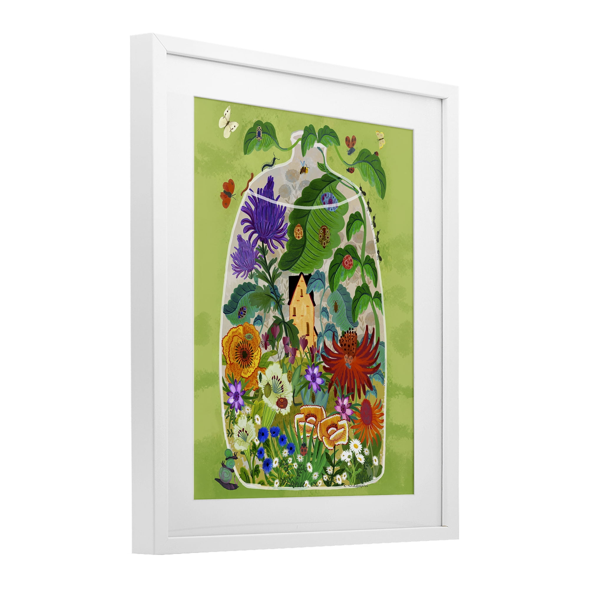 Stupell Industries Terrarium Bug Garden White Framed Print Under Glass, design by Kay Widdowson
