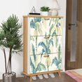 thumbnail image 6 of Shoe Storage Cabinet with 3 Flip Drawers for Entryway&nbsp;Designer Tropical Bahamian Breeze Collection Azure Palm Leaves Banana Shoe Rack Storage Organizer, 6 of 8